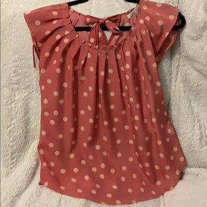 Pink polka dot blouse